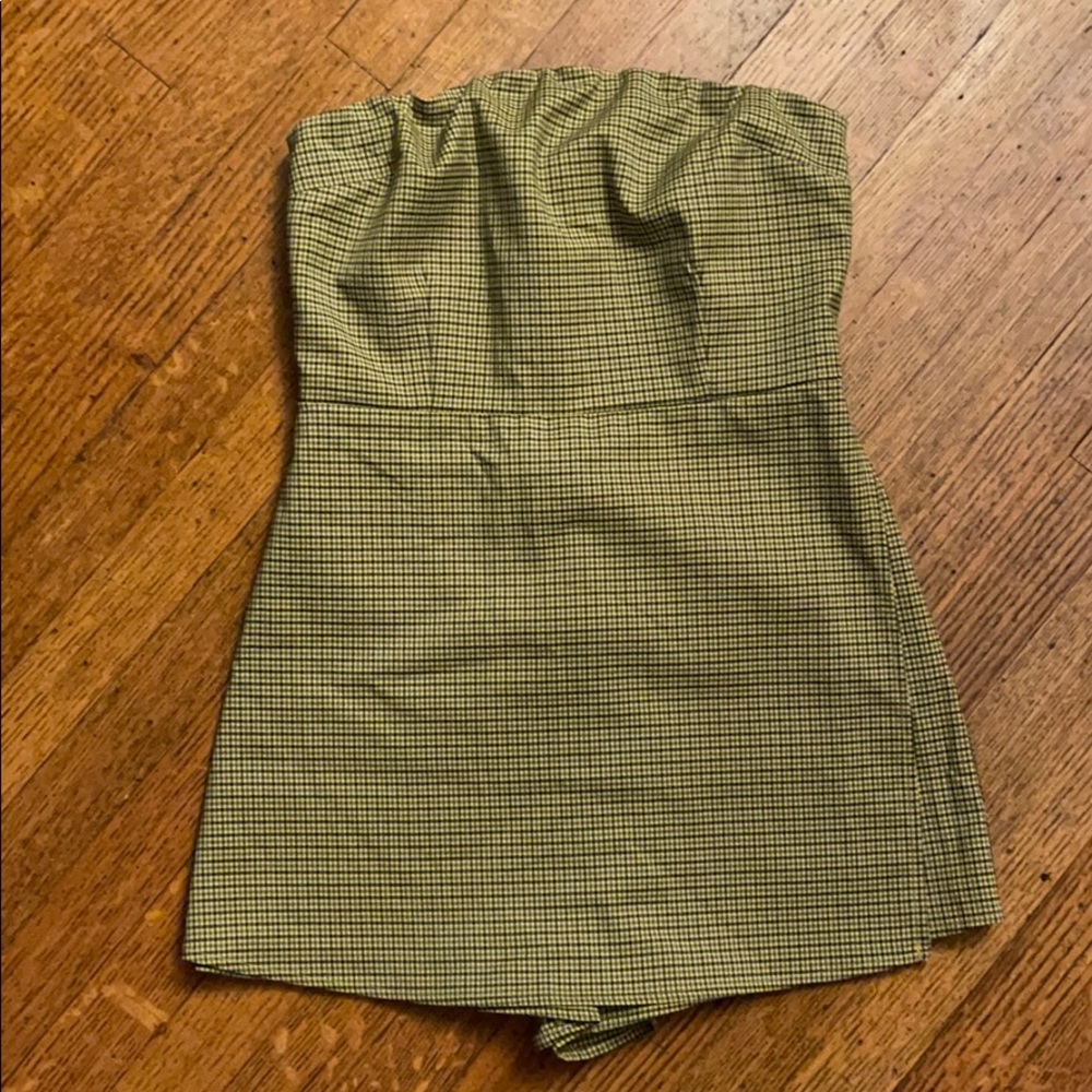 Urban Outiftters Strapless Plaid Skort Romper